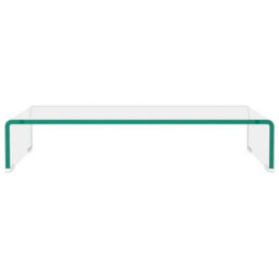 Berkfield Modern Tv Stand/monitor Riser Glass Clear 60X25X11 Cm - thumbnail 3