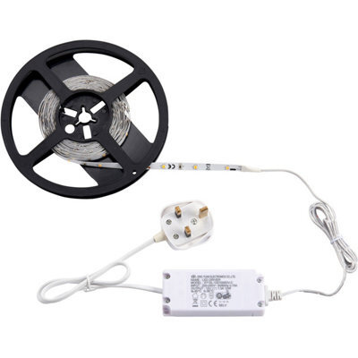 5M Warm White Led Tape Kit - 12W Led Driver - Flexible Under Cabinet Lighting - image 1