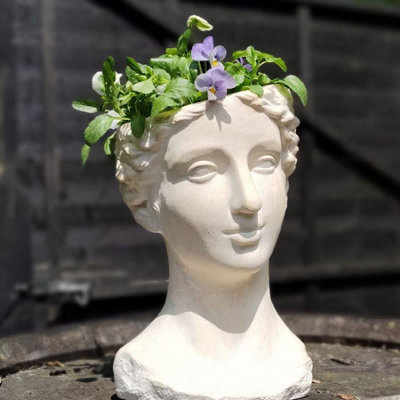 Spa Classic Greek Style Faux Stone Female Bust Planter Home Decor Garden Ornament Sd710 - image 1