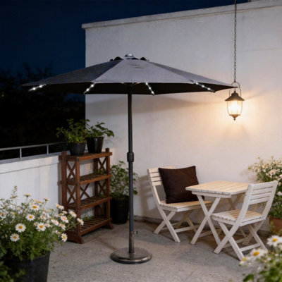 Abrihome Garden Umbrella With Led Lights & Double Vent, Outdoor Parasol With Crank Handle, Ideal For Patio, Beige, Grey - image 1