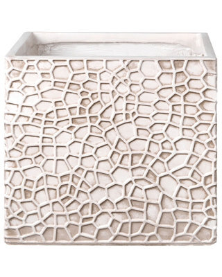 Wyld And Coco Naturacasa Square Fibre-Clay Planter Beige 44 X 44 X 38 Cm With Drainage Hole - image 1