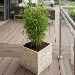 Wyld And Coco Naturacasa Square Fibre-Clay Planter Beige 44 X 44 X 38 Cm With Drainage Hole - thumbnail 2