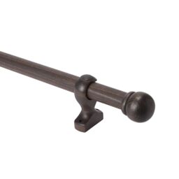 Satin Brown Walnut Effect Non Extendable Ball Single Curtain Pole Set, (L)2M (Dia)28mm - thumbnail 2