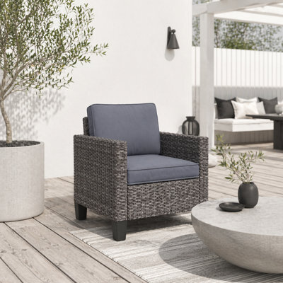 Wyld Haus Maba Rattan Grey Single Outdoor Garden Armchair With Cushions, Compact Patio And Balcony Seat - image 1
