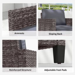Wyld Haus Maba Rattan Grey Single Outdoor Garden Armchair With Cushions, Compact Patio And Balcony Seat - thumbnail 6