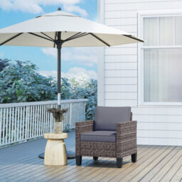 Wyld Haus Maba Rattan Grey Single Outdoor Garden Armchair With Cushions, Compact Patio And Balcony Seat - thumbnail 7