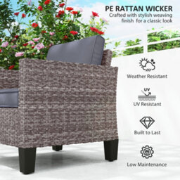 Wyld Haus Maba Rattan Grey Single Outdoor Garden Armchair With Cushions, Compact Patio And Balcony Seat - thumbnail 4