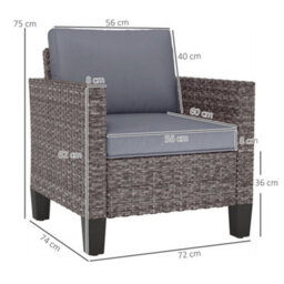 Wyld Haus Maba Rattan Grey Single Outdoor Garden Armchair With Cushions, Compact Patio And Balcony Seat - thumbnail 3