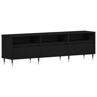 Berkfield Modern Tv Cabinet Black Oak 150X30X44,5 Cm Engineered Wood