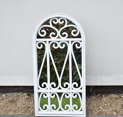 Biznest 71X35Cm White Window Style Wall Mirror For Stylish Decor - image 1