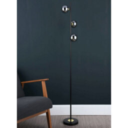 Pagazzi Lighting Pagazzi Eaen 3 Light Black And Gold Floor Lamp With Smoked Glass