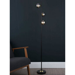 Pagazzi Lighting Pagazzi Eaen 3 Light Black And Gold Floor Lamp With Smoked Glass - thumbnail 2
