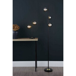 Pagazzi Lighting Pagazzi Eaen 3 Light Black And Gold Floor Lamp With Smoked Glass - thumbnail 4