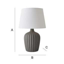 Valuelights Serena Natural Tapered Linen Lamp Shade Ribbed Ceramic Grey Table Lamp - thumbnail 8