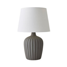 Valuelights Serena Natural Tapered Linen Lamp Shade Ribbed Ceramic Grey Table Lamp - thumbnail 7