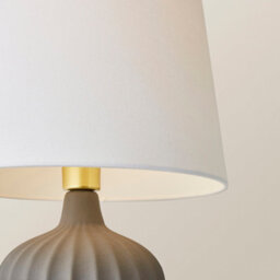Valuelights Serena Natural Tapered Linen Lamp Shade Ribbed Ceramic Grey Table Lamp - thumbnail 4