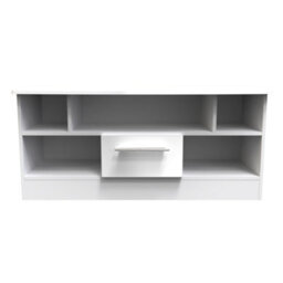 Harrow 1 Drawer Tv & Media Unit In White Gloss (Ready Assembled) - thumbnail 1