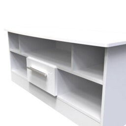 Harrow 1 Drawer Tv & Media Unit In White Gloss (Ready Assembled) - thumbnail 4