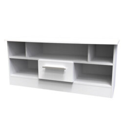 Harrow 1 Drawer Tv & Media Unit In White Gloss (Ready Assembled) - thumbnail 3