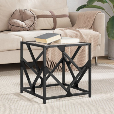 Walplus Coffee Table With Transparent Glass Top 40X40X41 Cm Steel - image 1