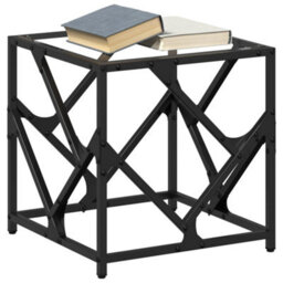 Walplus Coffee Table With Transparent Glass Top 40X40X41 Cm Steel - thumbnail 3