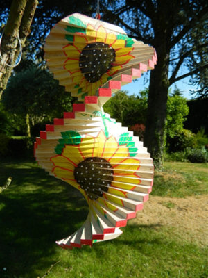 Wind Spinner Wooden Spiral Mobile Garden Ornament - Sunflower 40Cm - image 1