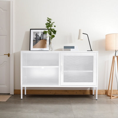 Living And Home White Rectangle Freestanding Metal File Filing Cabinet With Open Shelves 119 X 76 Cm - image 1