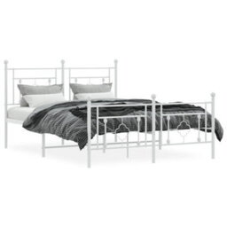 Berkfield Metal Bed Frame Without Mattress With Footboard White 140X200Cm - thumbnail 3