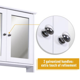 Kleankin Wall-Mounted Cabinet Mirror Door Bathroom Organiser Living Room White - thumbnail 5
