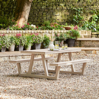 Pacific Lifestyle Aruba Picnic Table And Bench Grey Metal Outdoor Bench Set For 4 - image 1