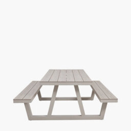 Pacific Lifestyle Aruba Picnic Table And Bench Grey Metal Outdoor Bench Set For 4 - thumbnail 5