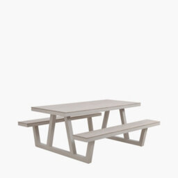 Pacific Lifestyle Aruba Picnic Table And Bench Grey Metal Outdoor Bench Set For 4 - thumbnail 3