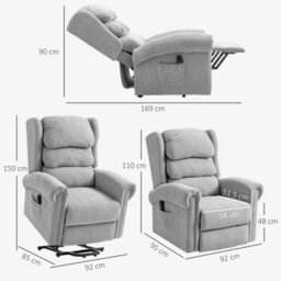 Grey Power Lift Recliner Chair With Remote Control For Elderly - thumbnail 2