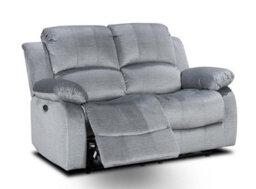 Electric Recliner Sofa In Grey Chenille Fabric 2 Seater Sofa