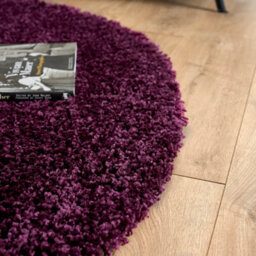 Bravich Aubergine Thick Shaggy Circle Rug - California - 150Cm - thumbnail 5