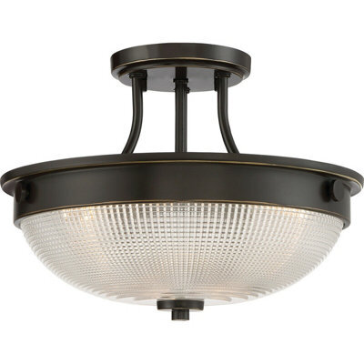 Elegant 2 Bulb Semi Flush Light With Palladian Bronze Finish And Led E27 60W Bulbs