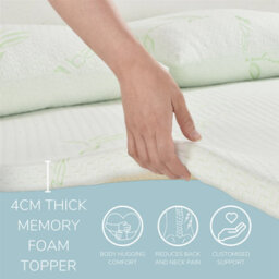 Homespace Direct Ltd Memory Foam Mattress Topper With Organic Bamboo Cover 4Cm Deep - thumbnail 5