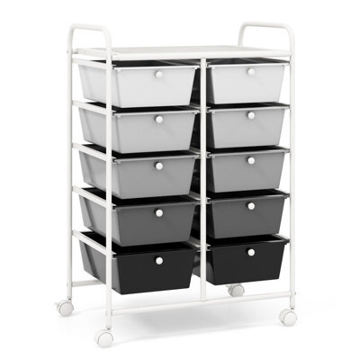 Costway 10 Drawers Storage Trolley Mobile Rolling Utility Cart Home Office Organizer - image 1
