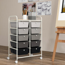 Costway 10 Drawers Storage Trolley Mobile Rolling Utility Cart Home Office Organizer - thumbnail 9
