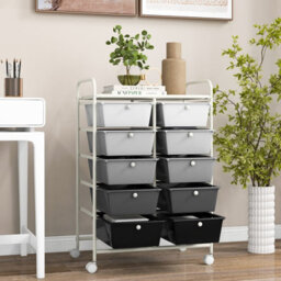 Costway 10 Drawers Storage Trolley Mobile Rolling Utility Cart Home Office Organizer - thumbnail 8