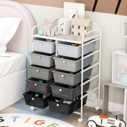 Costway 10 Drawers Storage Trolley Mobile Rolling Utility Cart Home Office Organizer - thumbnail 7