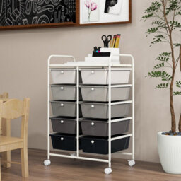 Costway 10 Drawers Storage Trolley Mobile Rolling Utility Cart Home Office Organizer - thumbnail 6
