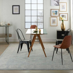 Blue Traditional Persian Bordered Floral Rug Easy To Clean For Living Room And Bedroom Dining Room-69Cm X 310Cm - thumbnail 2