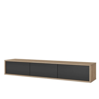 Arte Chic Frida 38 Floating Tv Cabinet 1800mm In Light Oak & Anthracite - Contemporary Media Unit H320mm D360mm - image 1