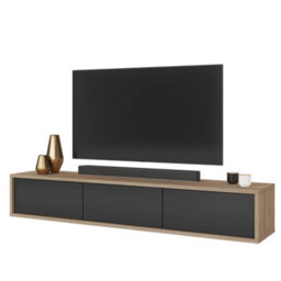 Arte Chic Frida 38 Floating Tv Cabinet 1800mm In Light Oak & Anthracite - Contemporary Media Unit H320mm D360mm - thumbnail 3