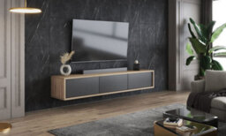 Arte Chic Frida 38 Floating Tv Cabinet 1800mm In Light Oak & Anthracite - Contemporary Media Unit H320mm D360mm - thumbnail 5