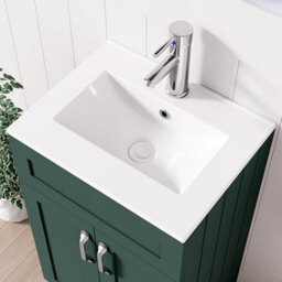 Belofay 500mm Bathroom Vanity Unit With Basin, White Ceramic Bathroom Sink With Trap And Waste, No Tap Included(Crawley Green) - thumbnail 3