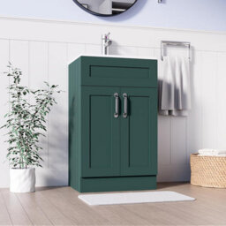 Belofay 500mm Bathroom Vanity Unit With Basin, White Ceramic Bathroom Sink With Trap And Waste, No Tap Included(Crawley Green) - thumbnail 4