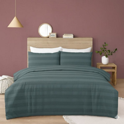 MHG Textiles Waffle Stripe Duvet Cover Set - Soft 200Tc Polycotton Blend, Hotel Quality Bedding - (Single, Marley) - image 1