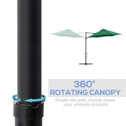 Outsunny 2.5M Offset Roma Patio Umbrella W/ 360-Degree Rotation, Green - thumbnail 5